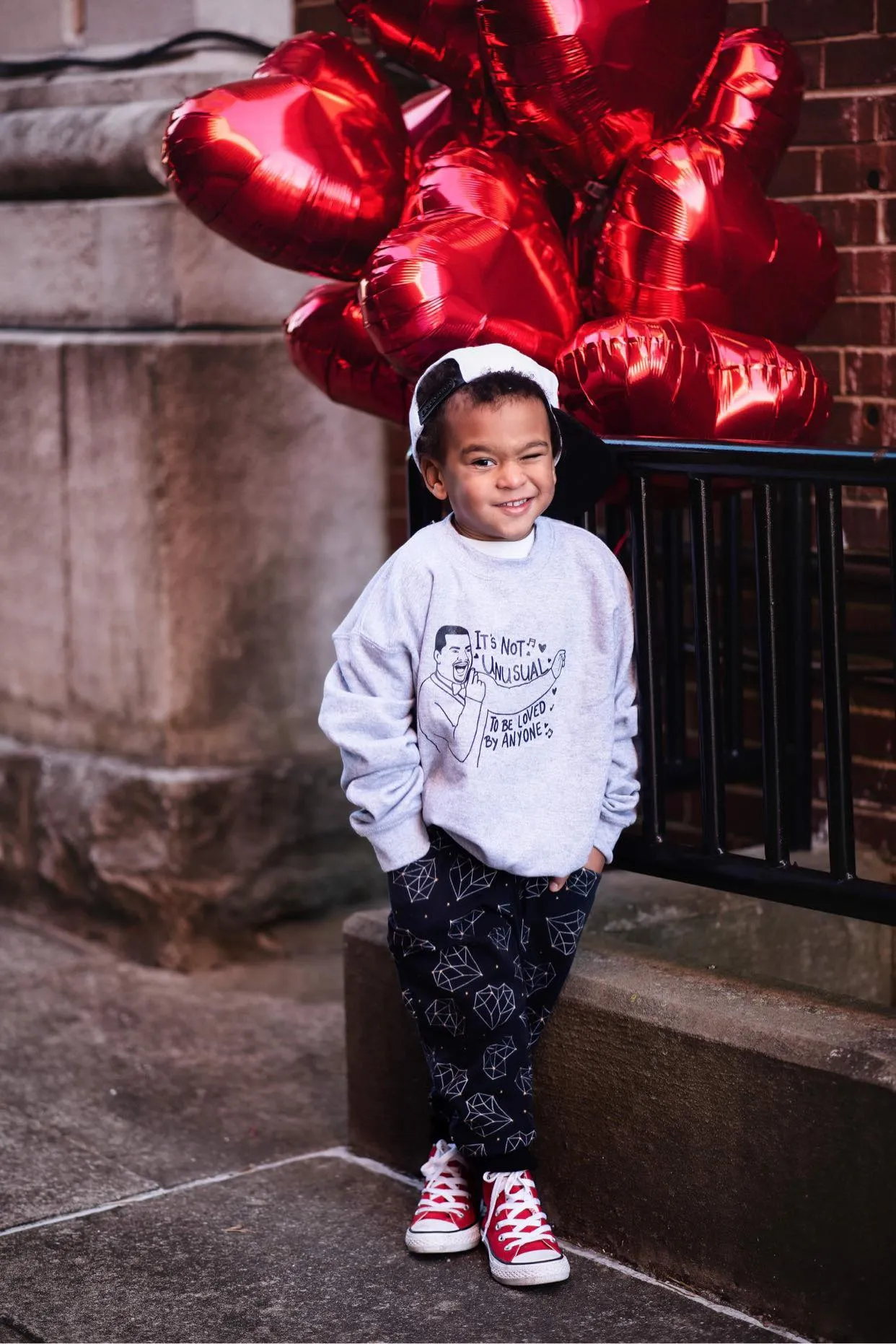 Black Geo Hearts Joggers
