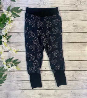 Black Geo Hearts Joggers