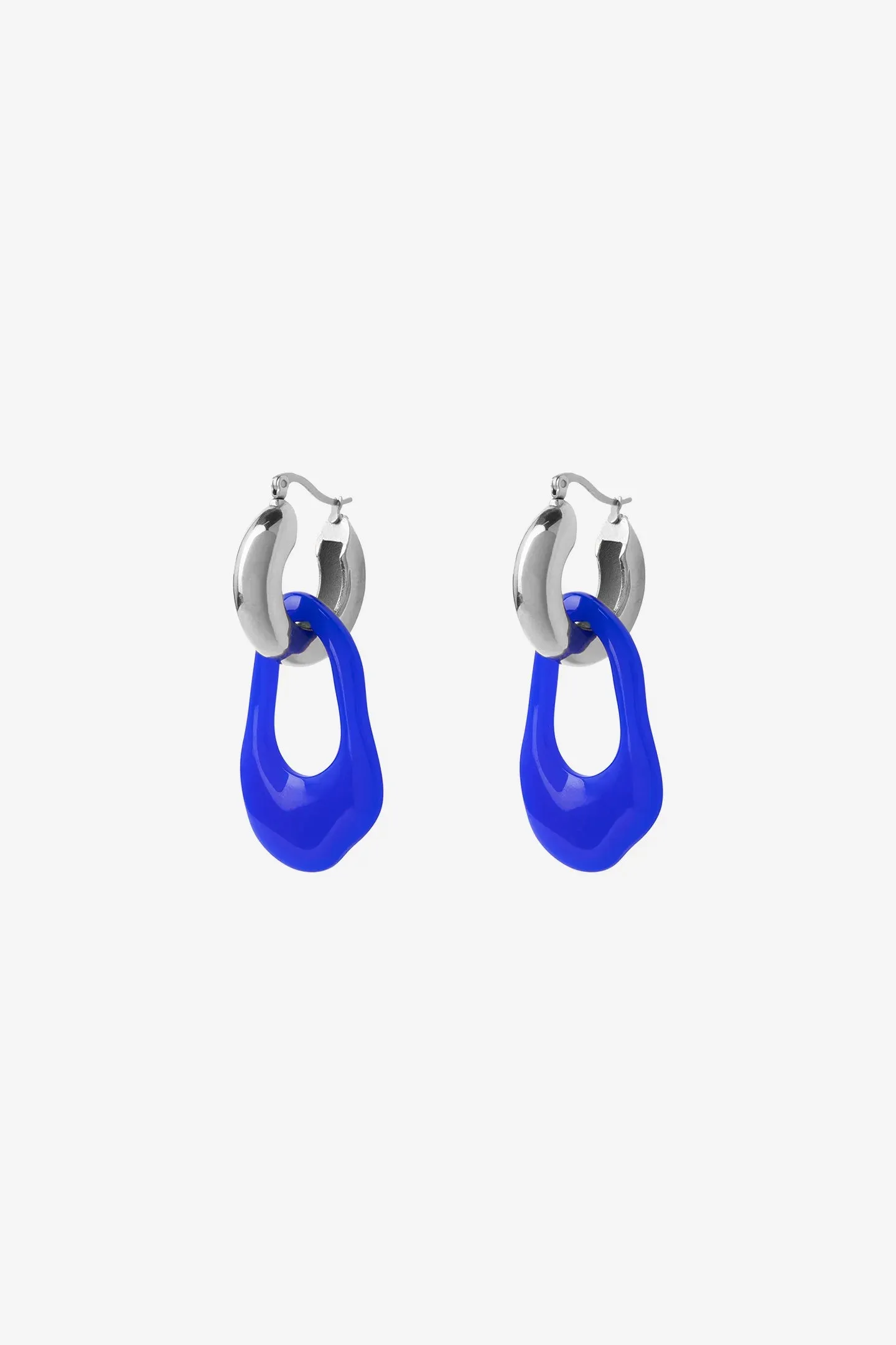 Blue Statement Earrings | Silver