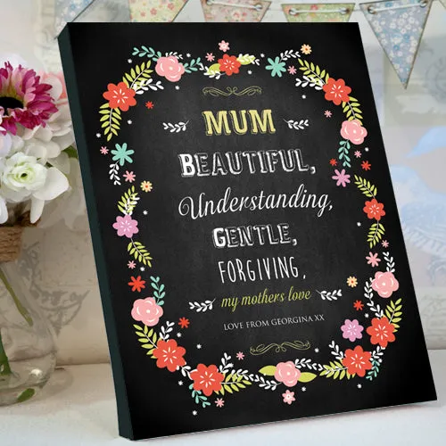 Chalkboard Mother's Day Personalised Canvas