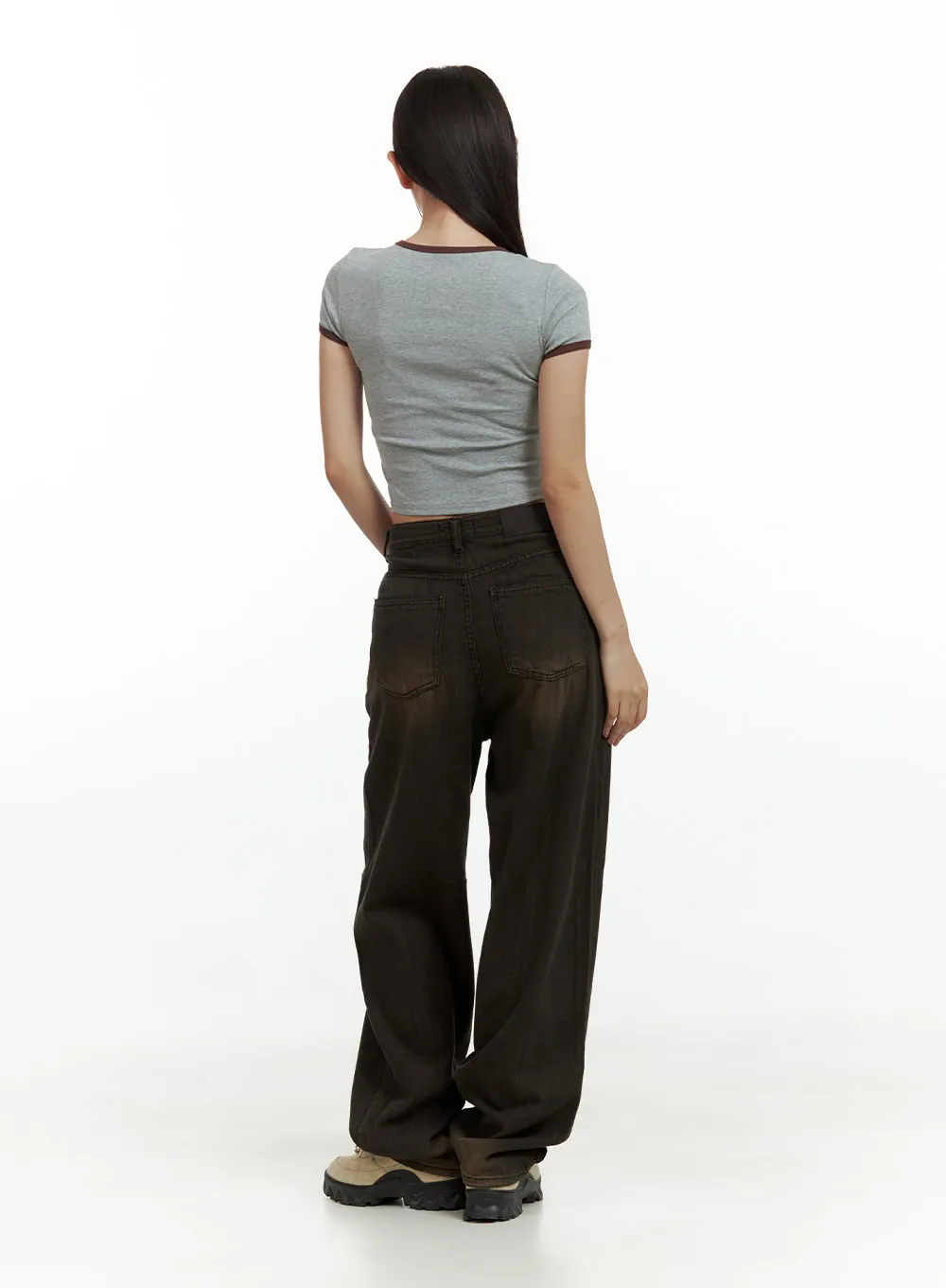 Dark Washed Baggy Jeans CU420