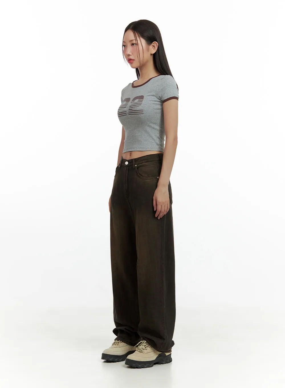 Dark Washed Baggy Jeans CU420