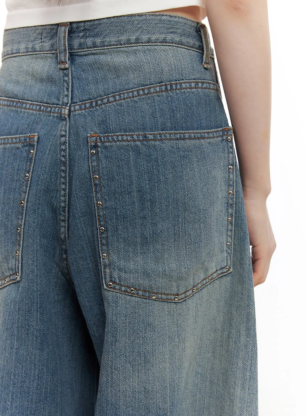 Dianne Studded Washed Baggy Jeans CF519