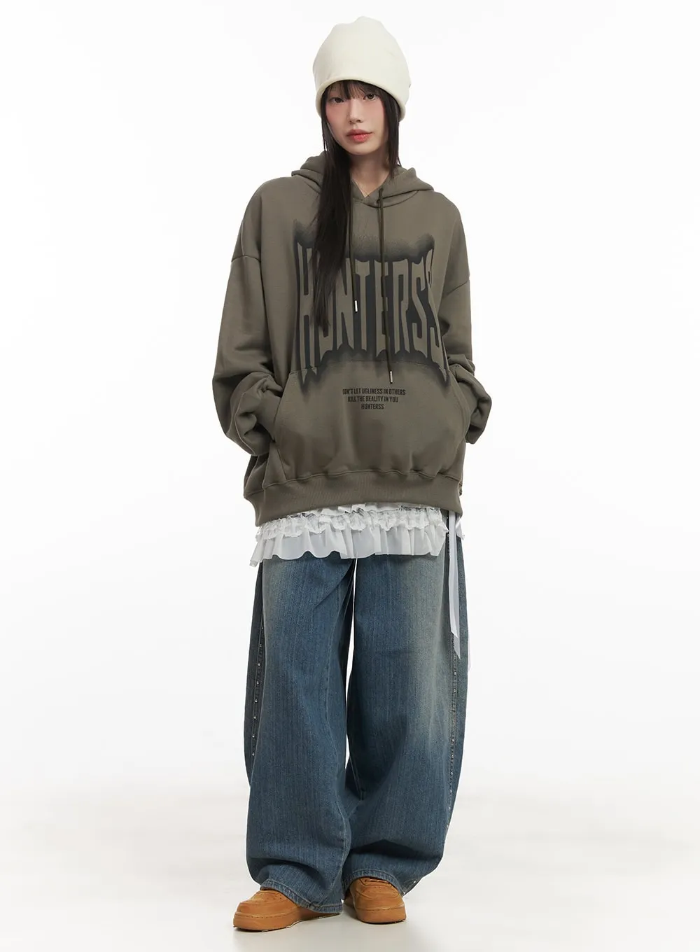 Dianne Studded Washed Baggy Jeans CF519