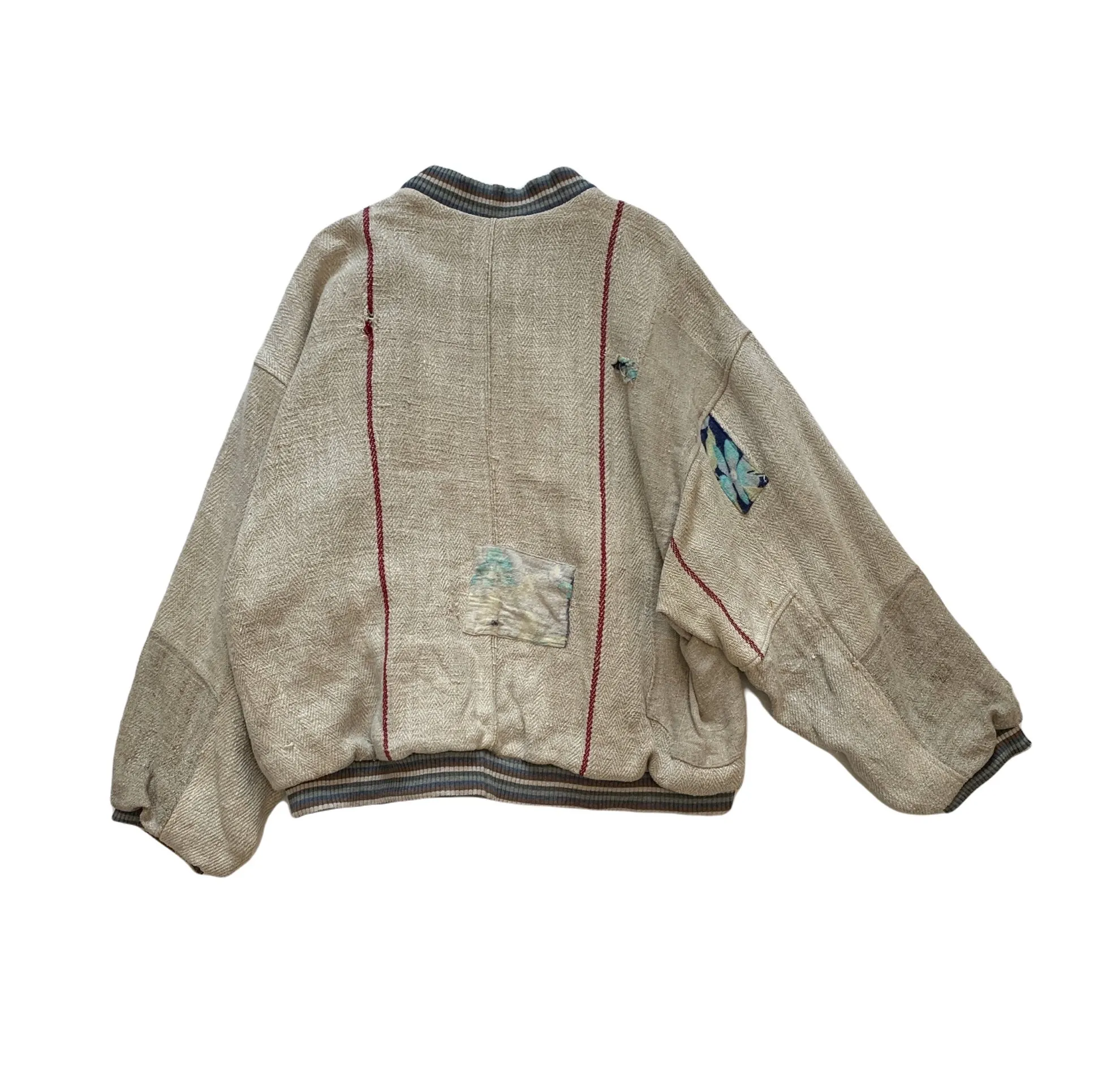 Distressed Oversized Bomber Jacket