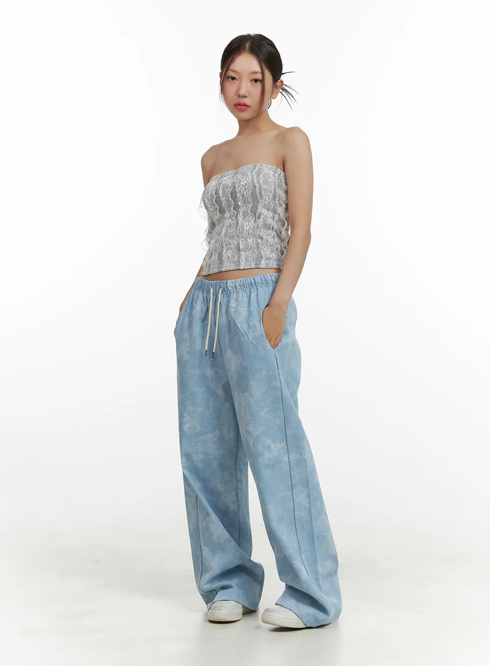 Dyed Banded Baggy Jeans OU403