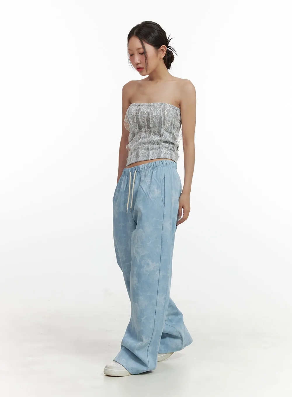 Dyed Banded Baggy Jeans OU403