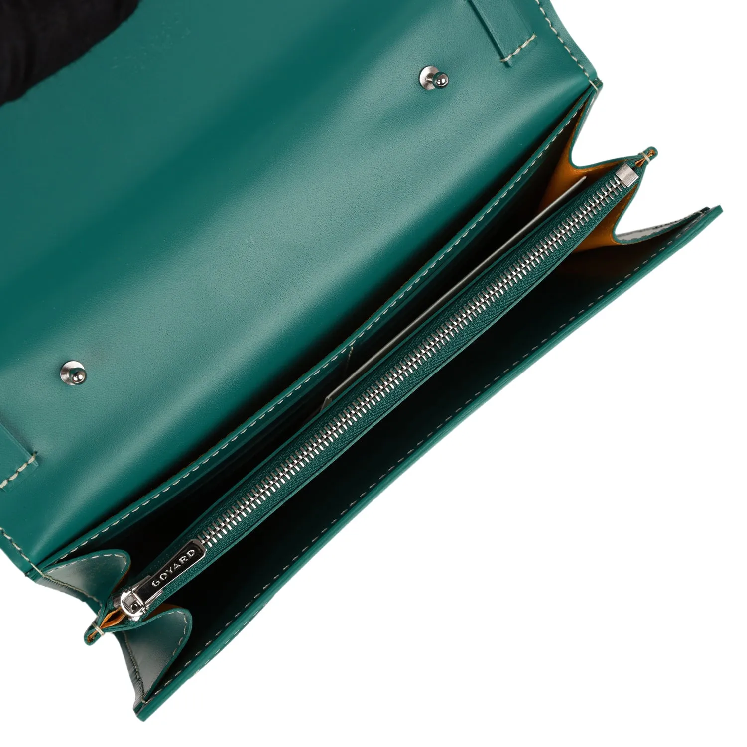 Goyard Goyardine Green Varenne Continental Wallet Bag Silver Hardware