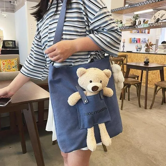 Kawaii Canvas Little Bear Travel Handbag