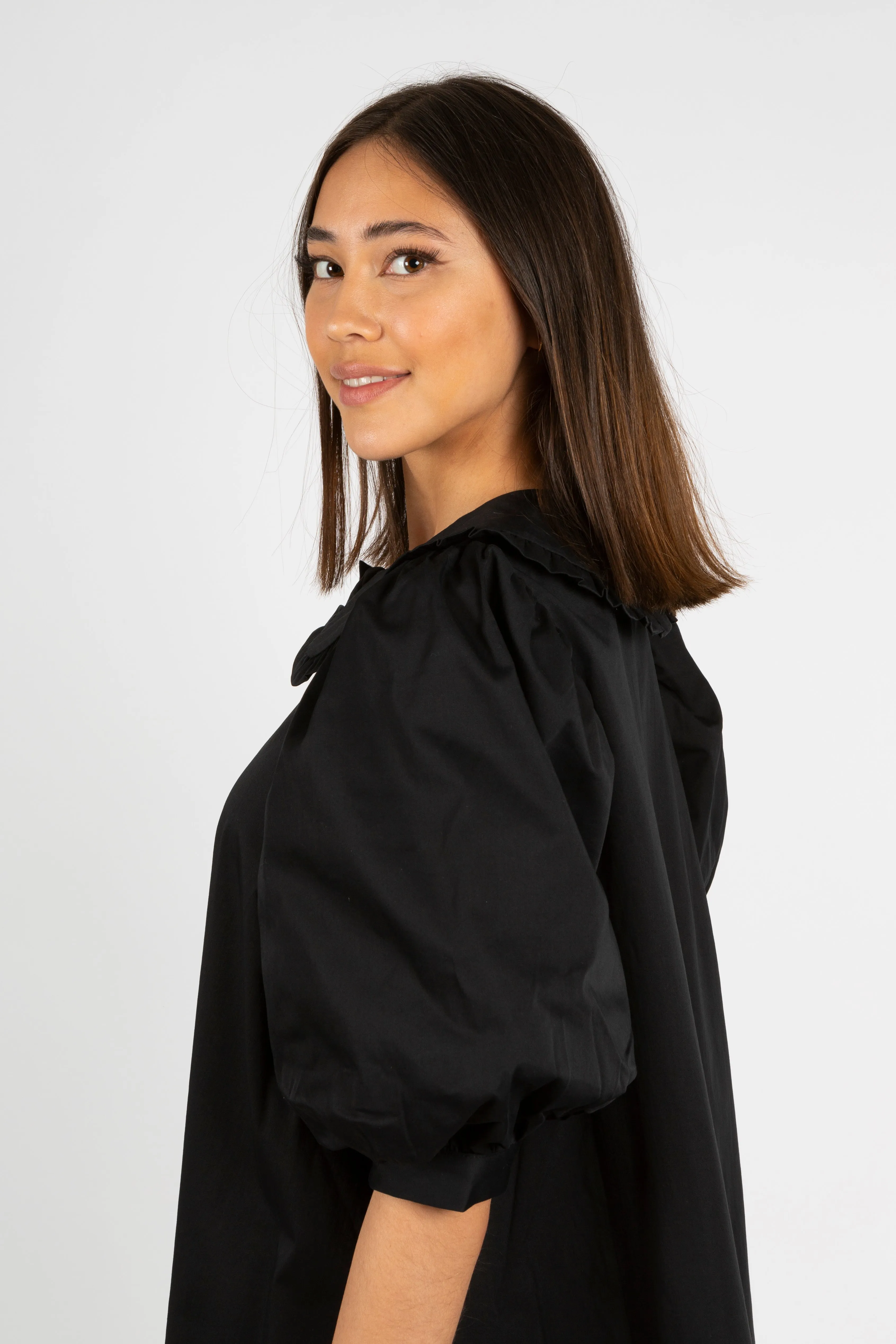 Lovely Solid Dress - Black
