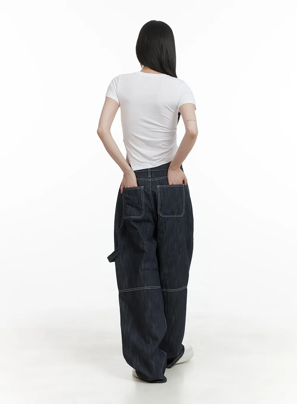 Low-Rise Strap Baggy Jeans CY414