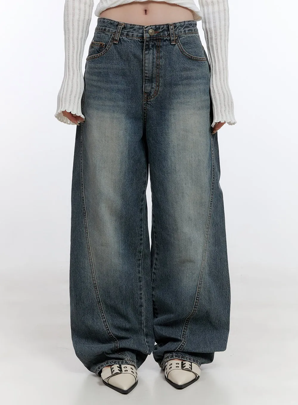 Lucia Stitched Denim Baggy Jeans CO418
