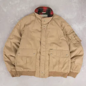 MEN'S VINTAGE 1980S CHECKED LINED BOMBER  JACKET - X-LARGE