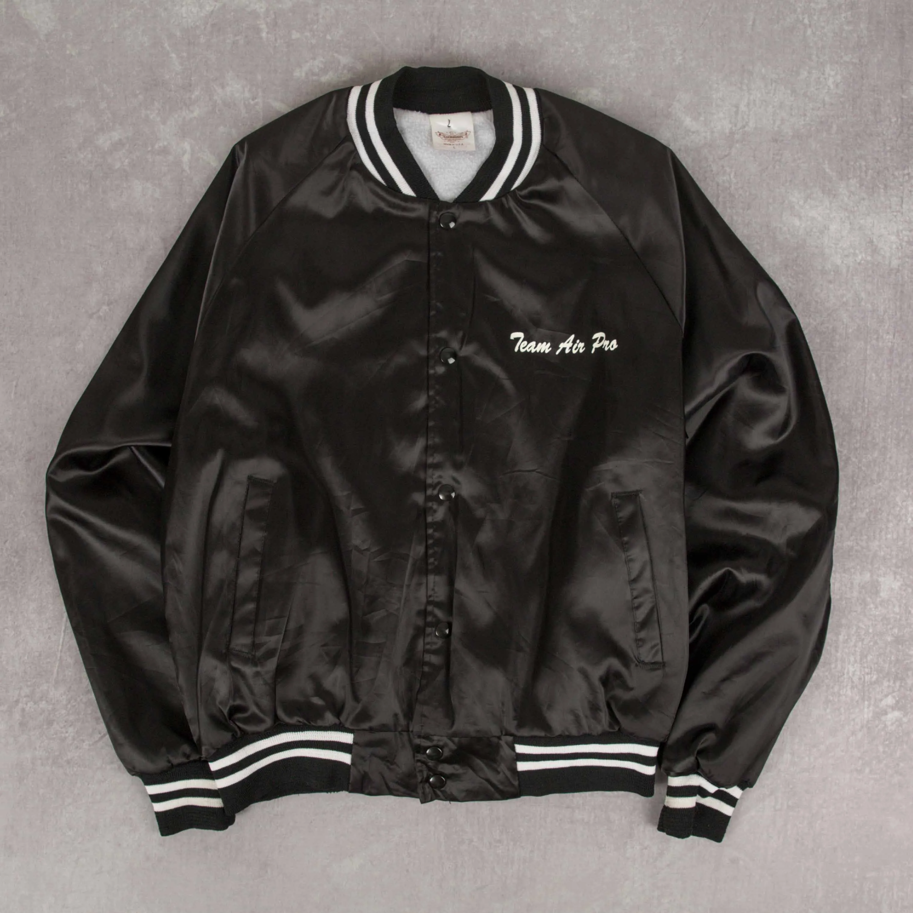 MEN'S VINTAGE 1990S TEAM AIR PRO NYLON VARSITY BOMBER JACKET - LARGE