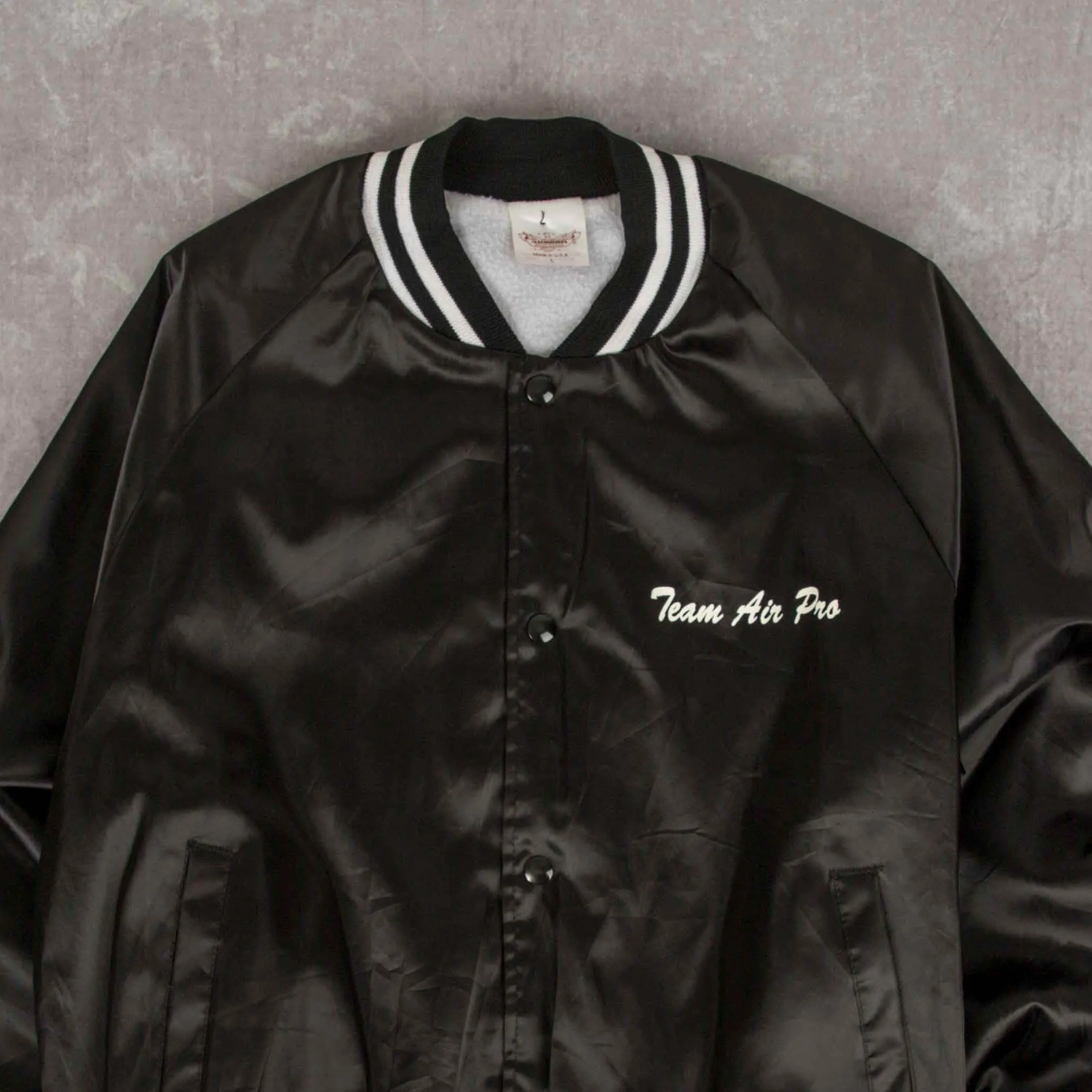 MEN'S VINTAGE 1990S TEAM AIR PRO NYLON VARSITY BOMBER JACKET - LARGE
