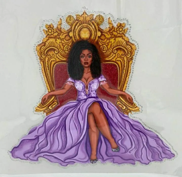 New Arrival, Transfer Sheet, "Ownin' My Throne" Layered HTV, Glitter, and Dress Made with  Czech Crystals, for HEAT PRESSING, Size 12"x10"