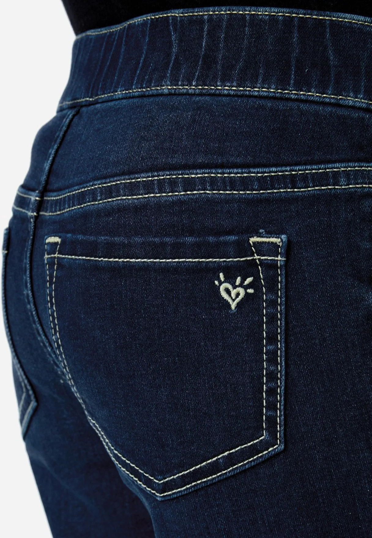 Sequin-Accent Heart Jean Leggings
