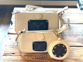 Sophie 3 tier handbag in White/cream