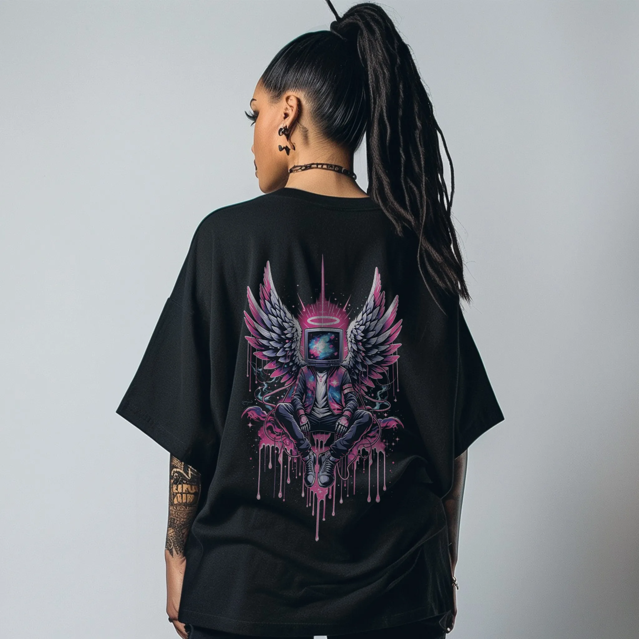 Unisex Neon Flight Oversized Graphic Tees