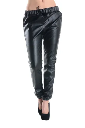 Women's Solid Polyurethane Jogger Pants