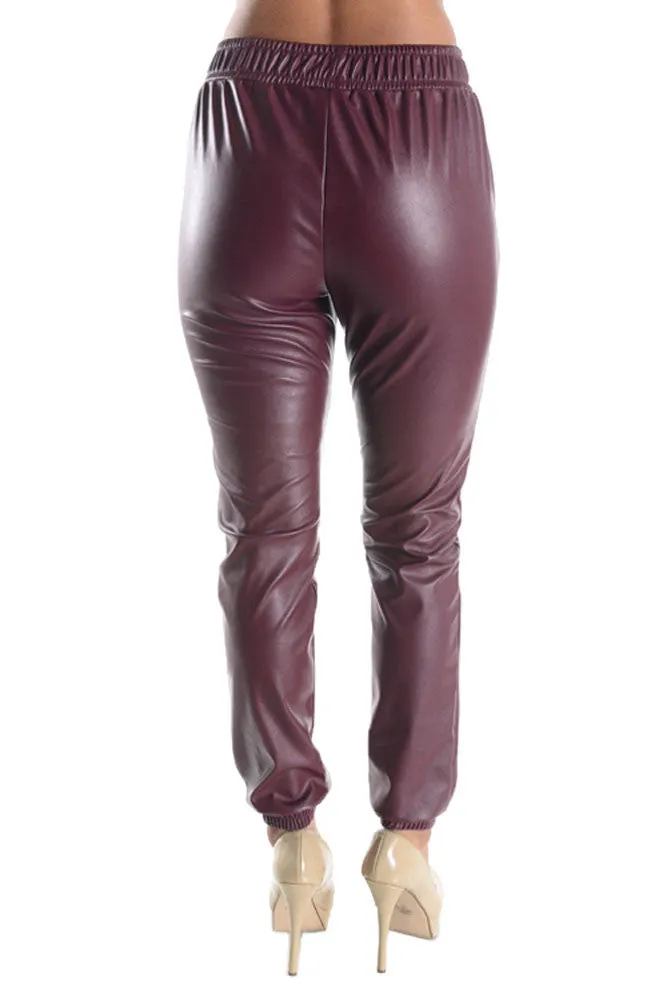 Women's Solid Polyurethane Jogger Pants