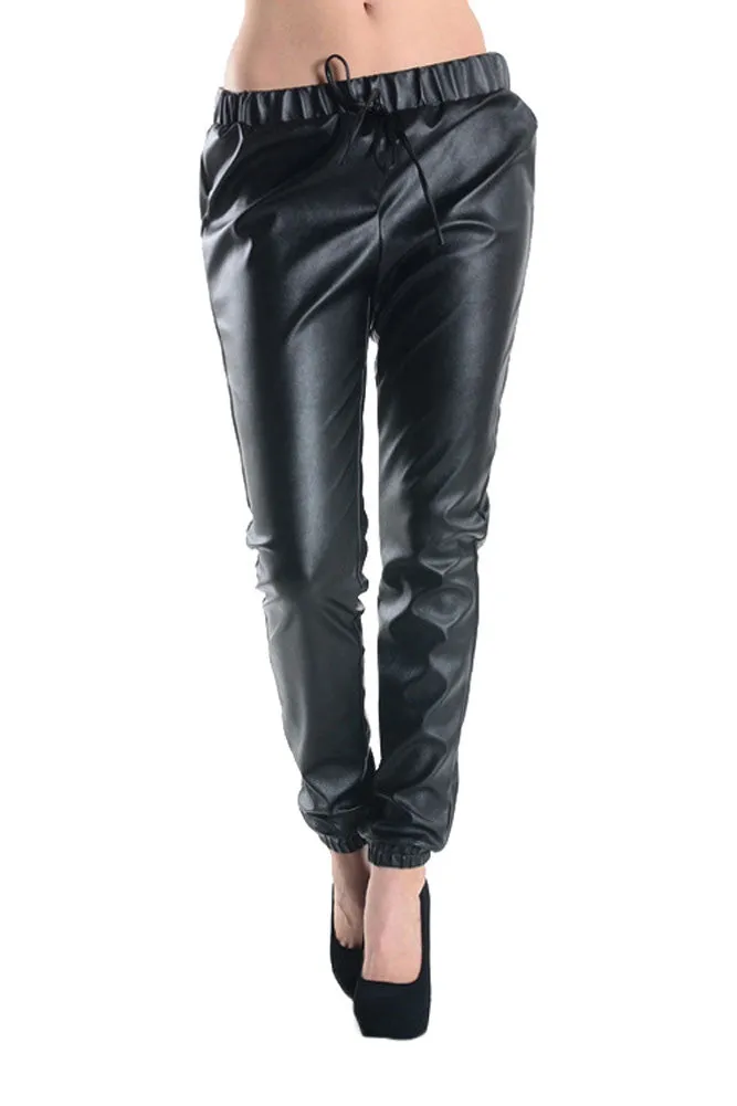 Women's Solid Polyurethane Jogger Pants