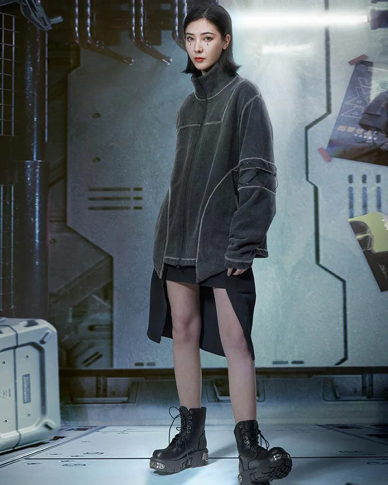 XIPHEVIL Cyberpunk Outfits Robotic Ares Unisex Zipper Hoodie